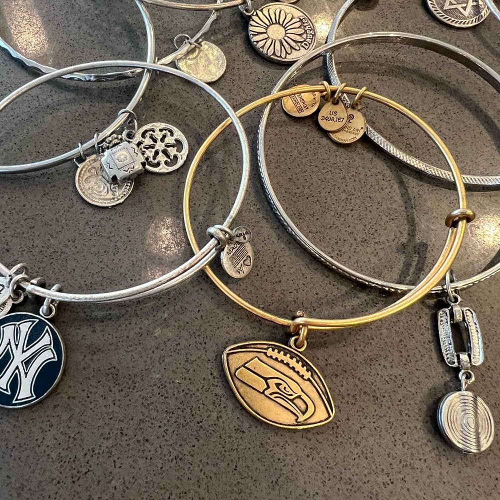 Alex and Ani - silver and gold bracelets - all different charms - Picture 3 of 6
